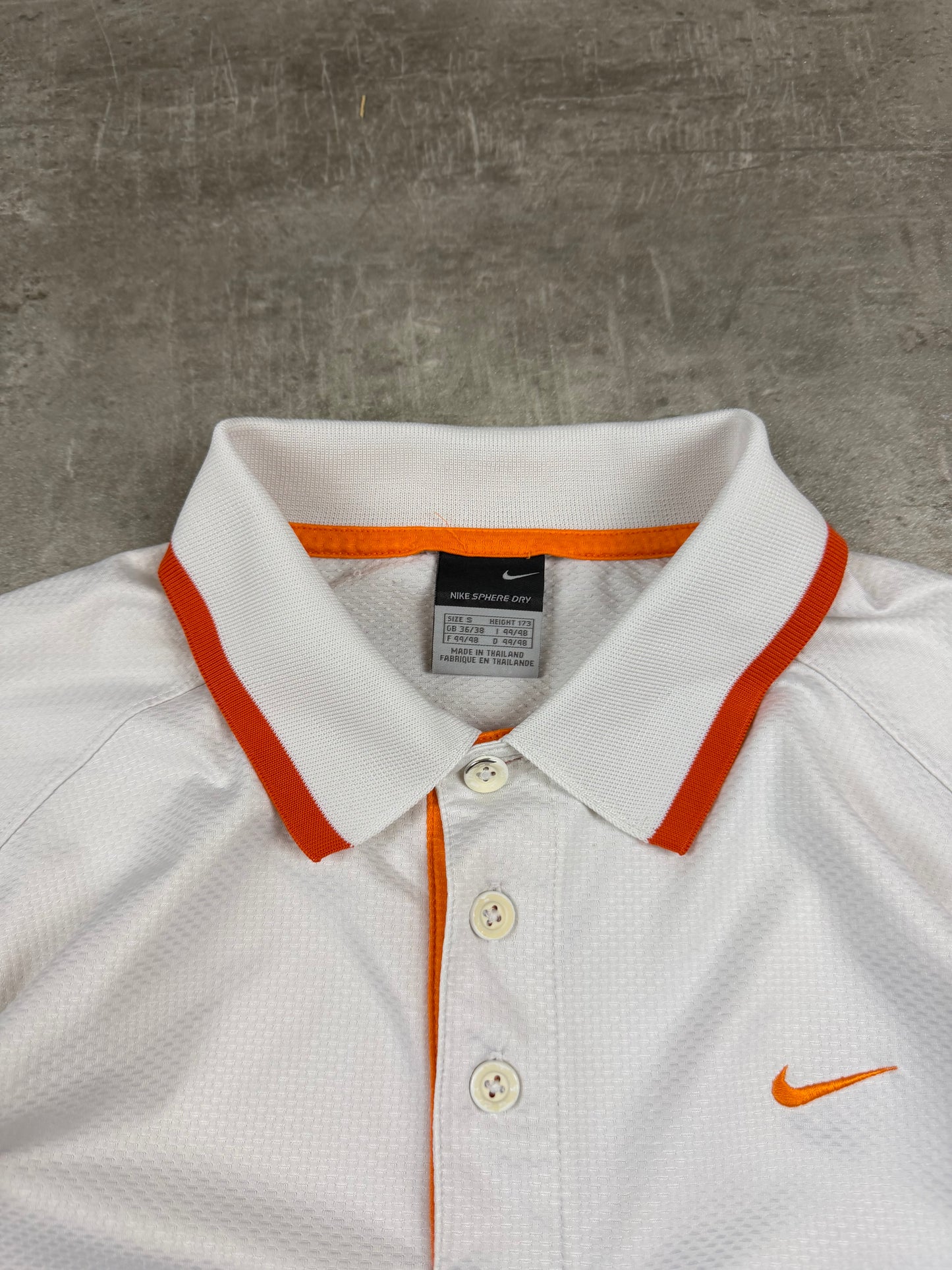 Nike Sphere Dry Mesh Panel Polo Shirt - White / Orange