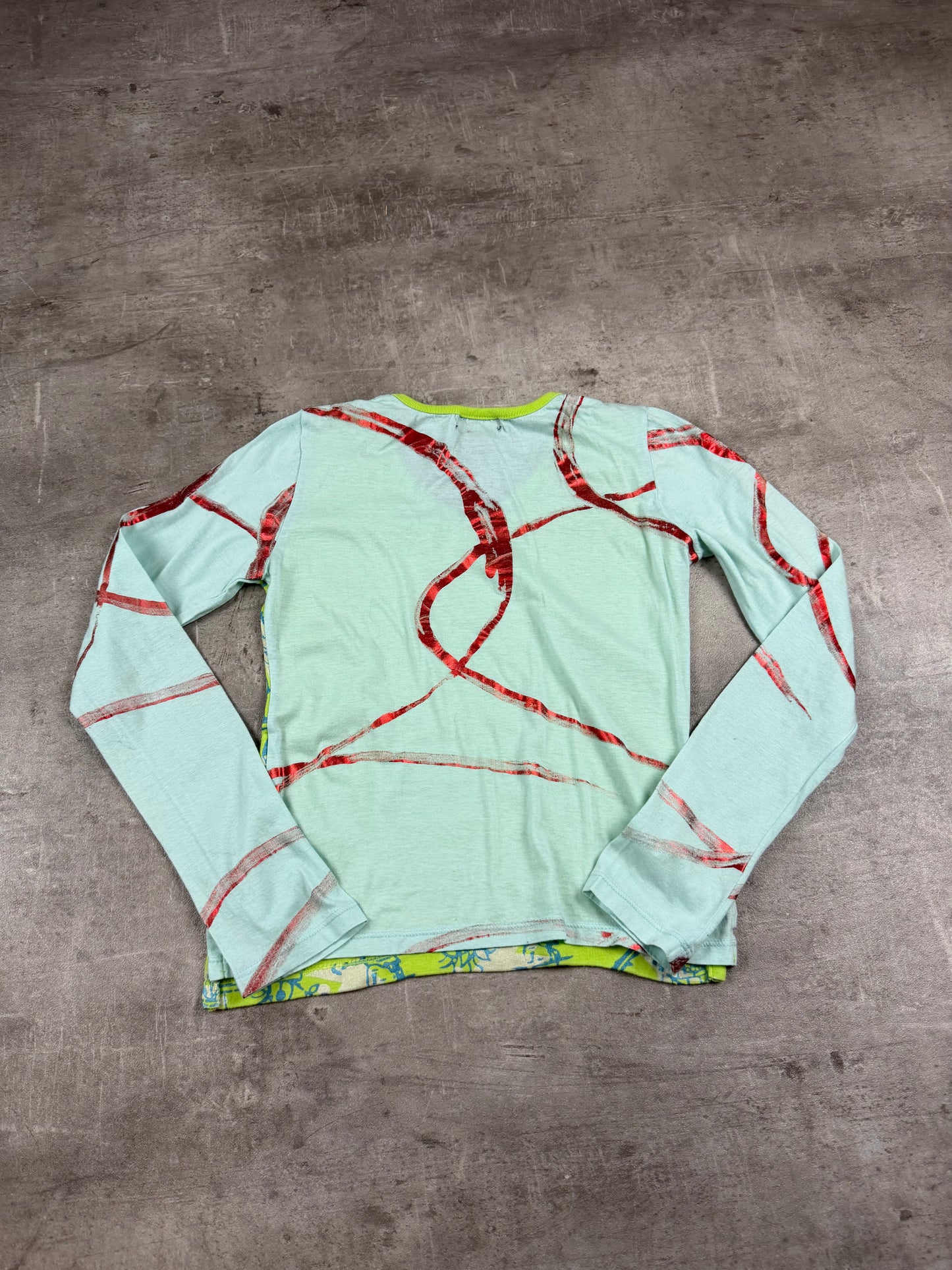 Custo Barcelona Archive "Amsterdam" Graphic Longsleeve - Neon Green / Light Blue