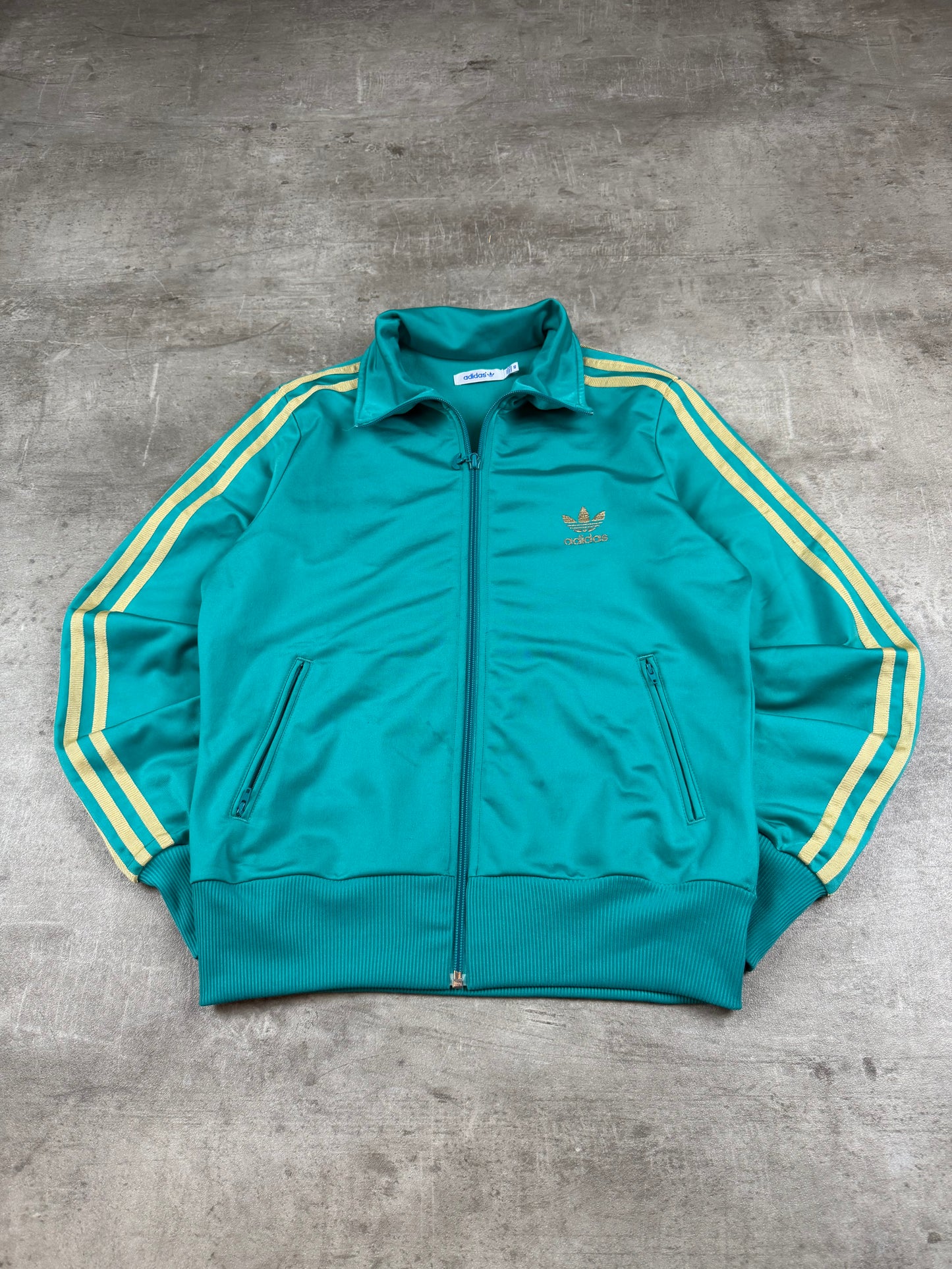 Adidas Retro Three Stripe Trefoil Trackjacket – Teal Gold
