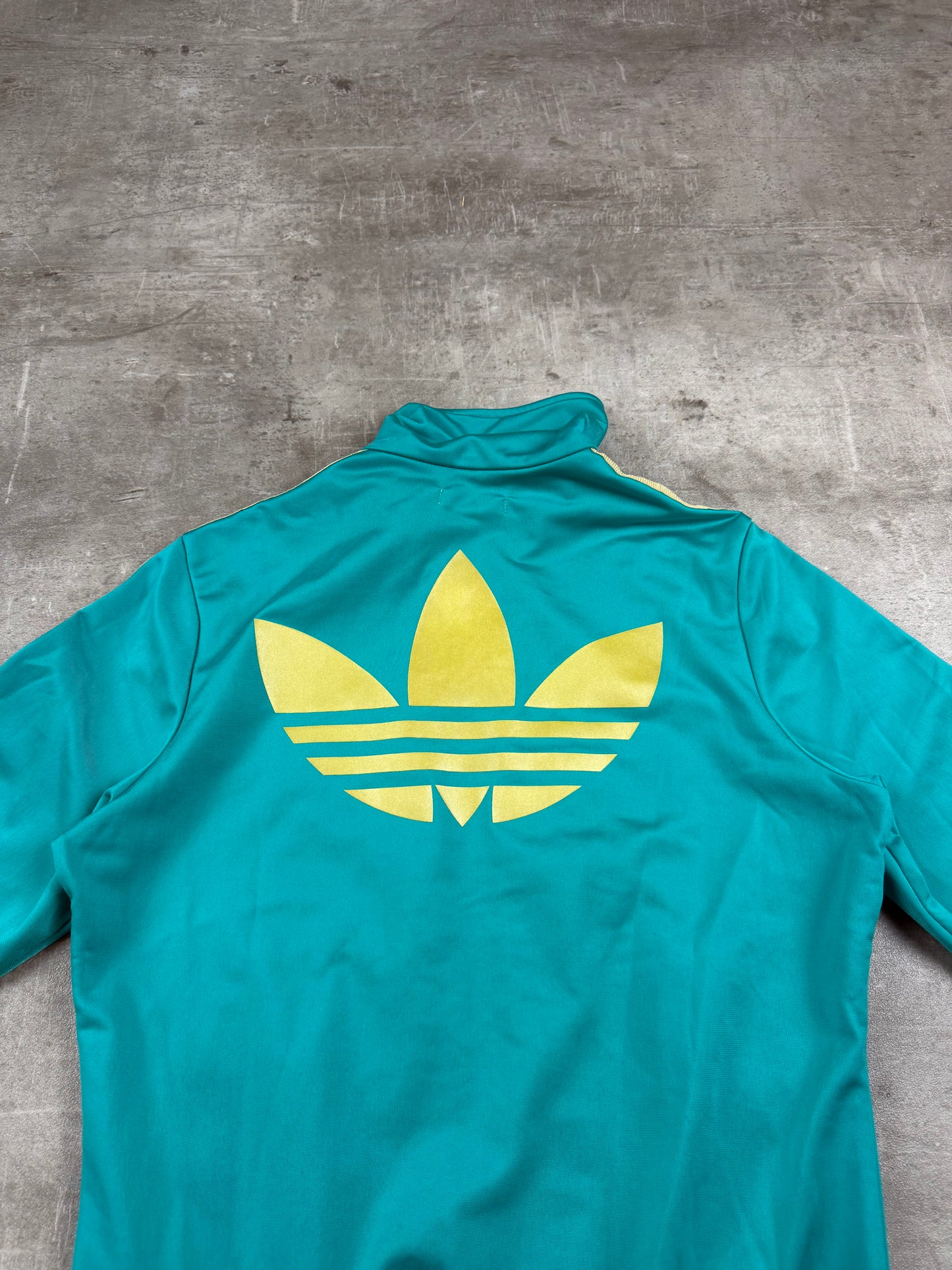 Adidas Retro Three Stripe Trefoil Trackjacket – Teal Gold