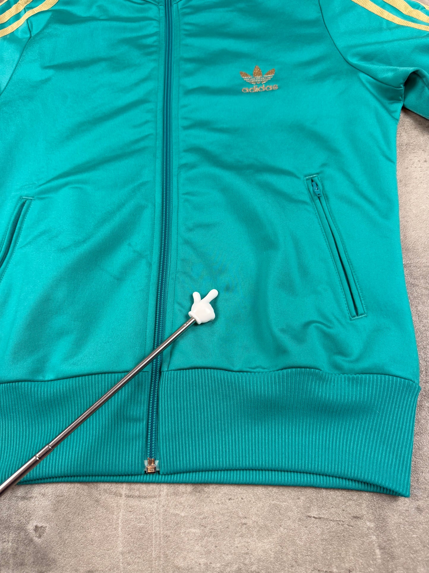 Adidas Retro Three Stripe Trefoil Trackjacket – Teal Gold