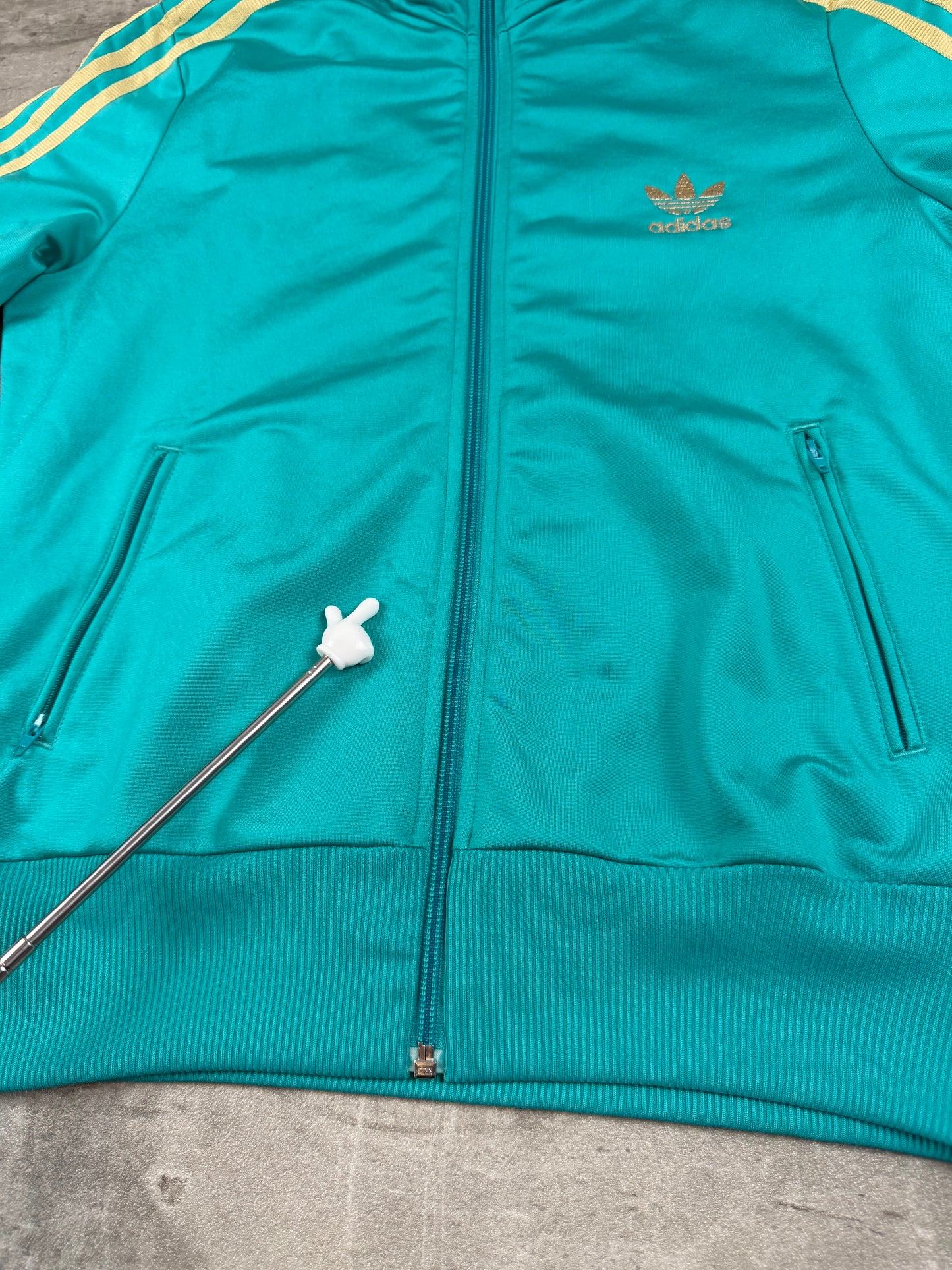 Adidas Retro Three Stripe Trefoil Trackjacket – Teal Gold