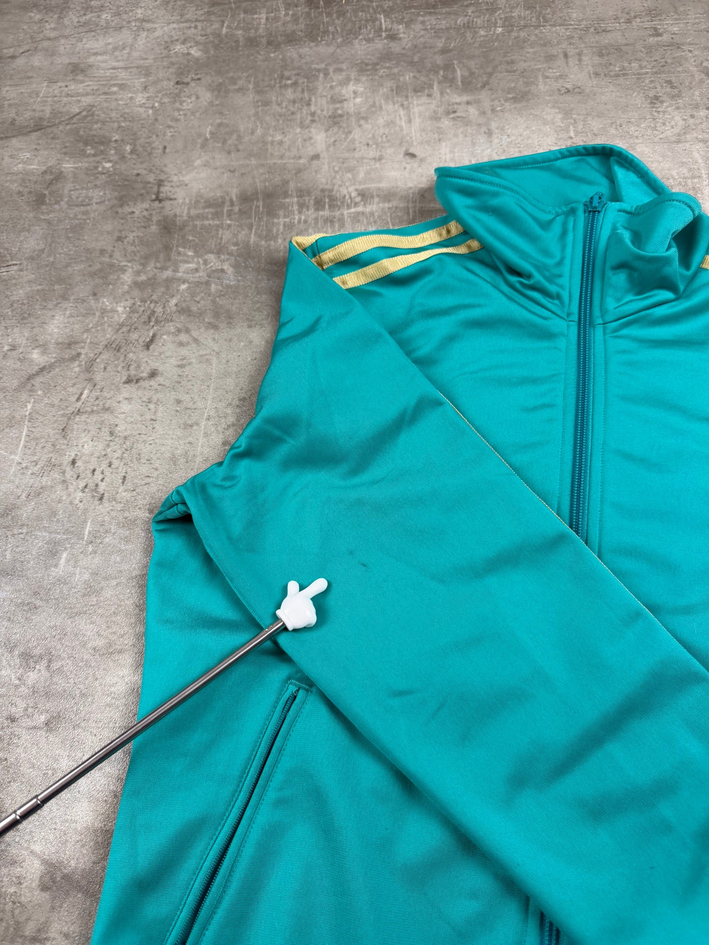 Adidas Retro Three Stripe Trefoil Trackjacket – Teal Gold