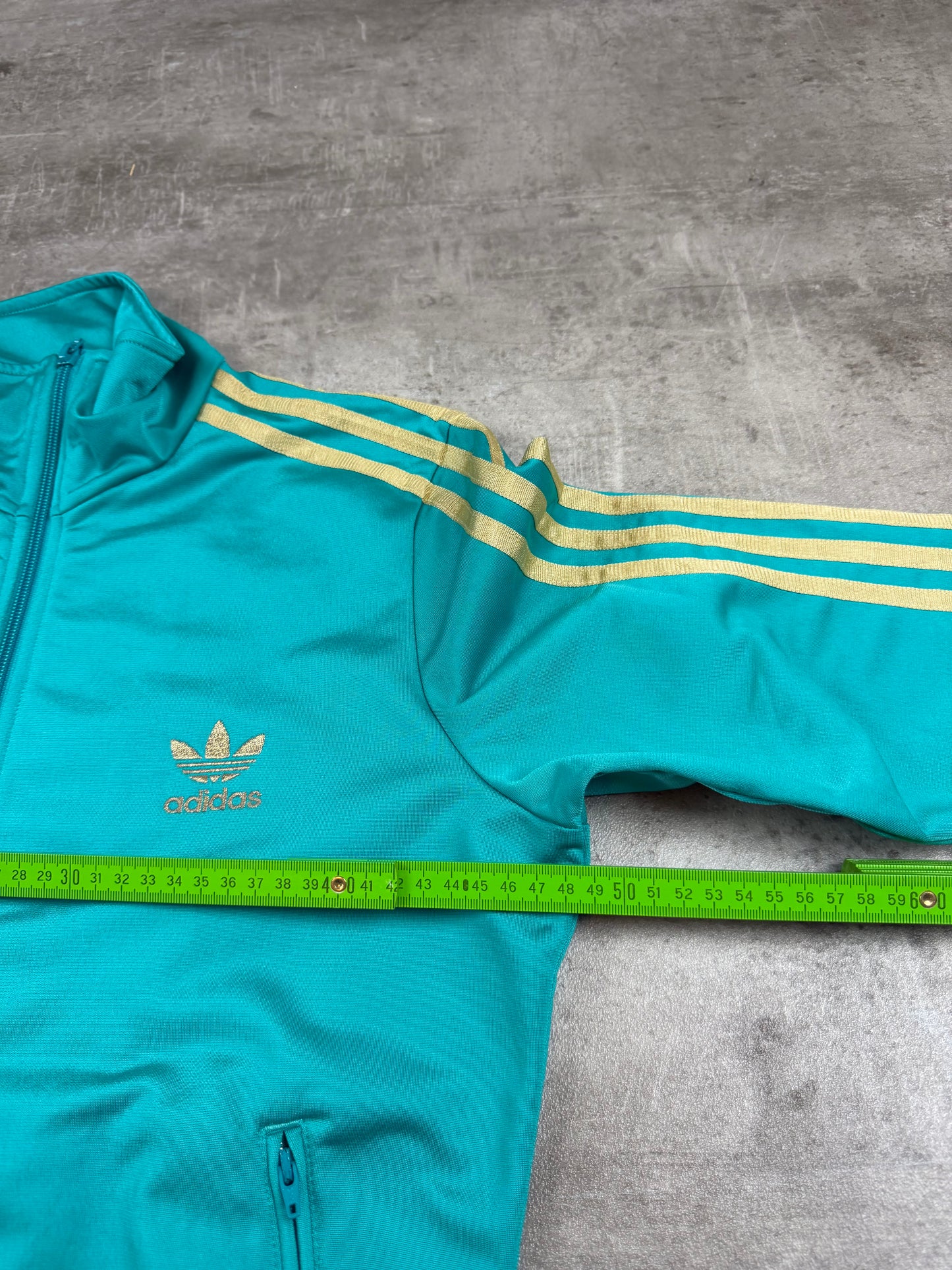 Adidas Retro Three Stripe Trefoil Trackjacket – Teal Gold