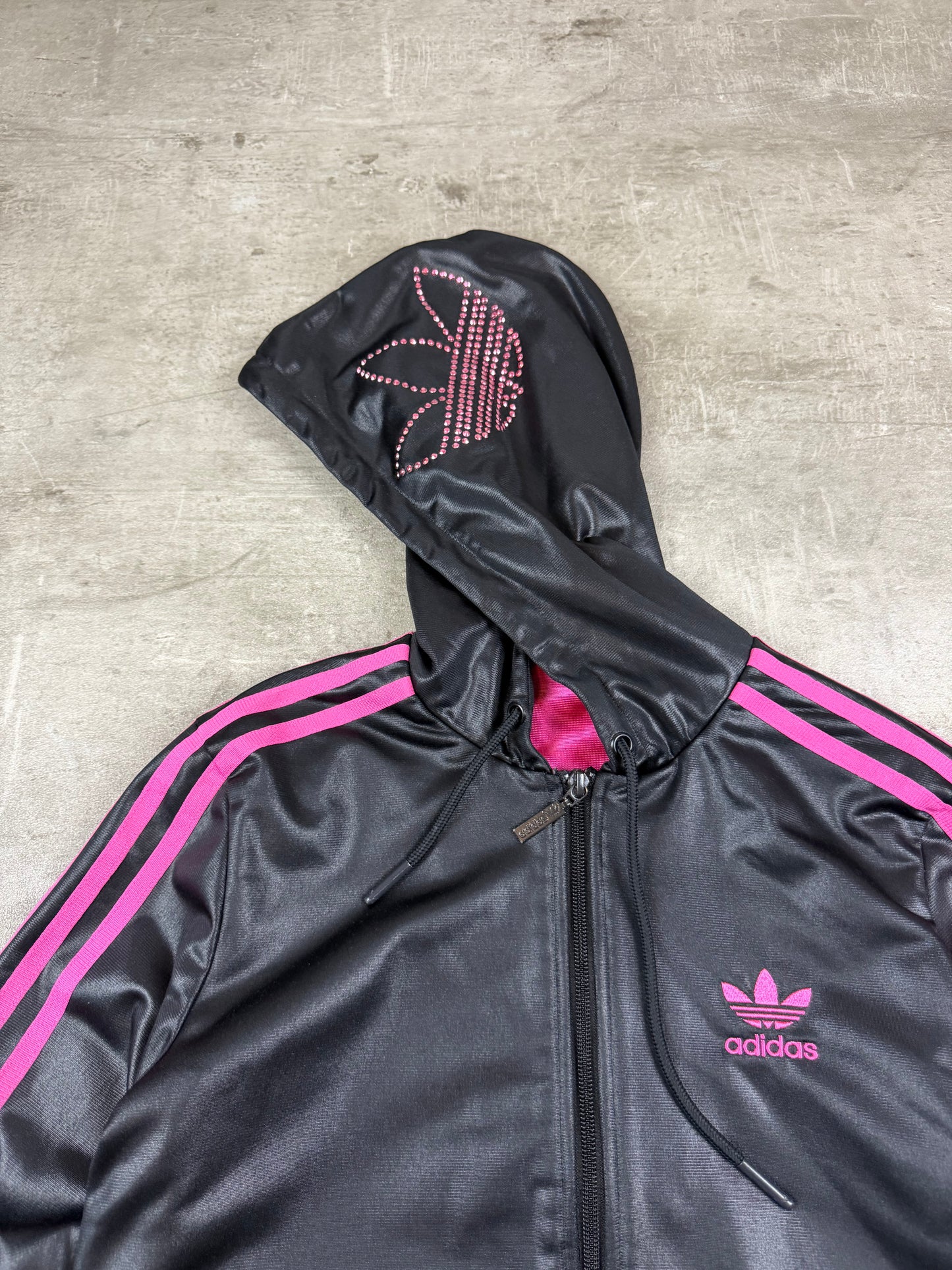 Adidas Chile 62 Rhinestone Zip Hoodie - Black & Pink