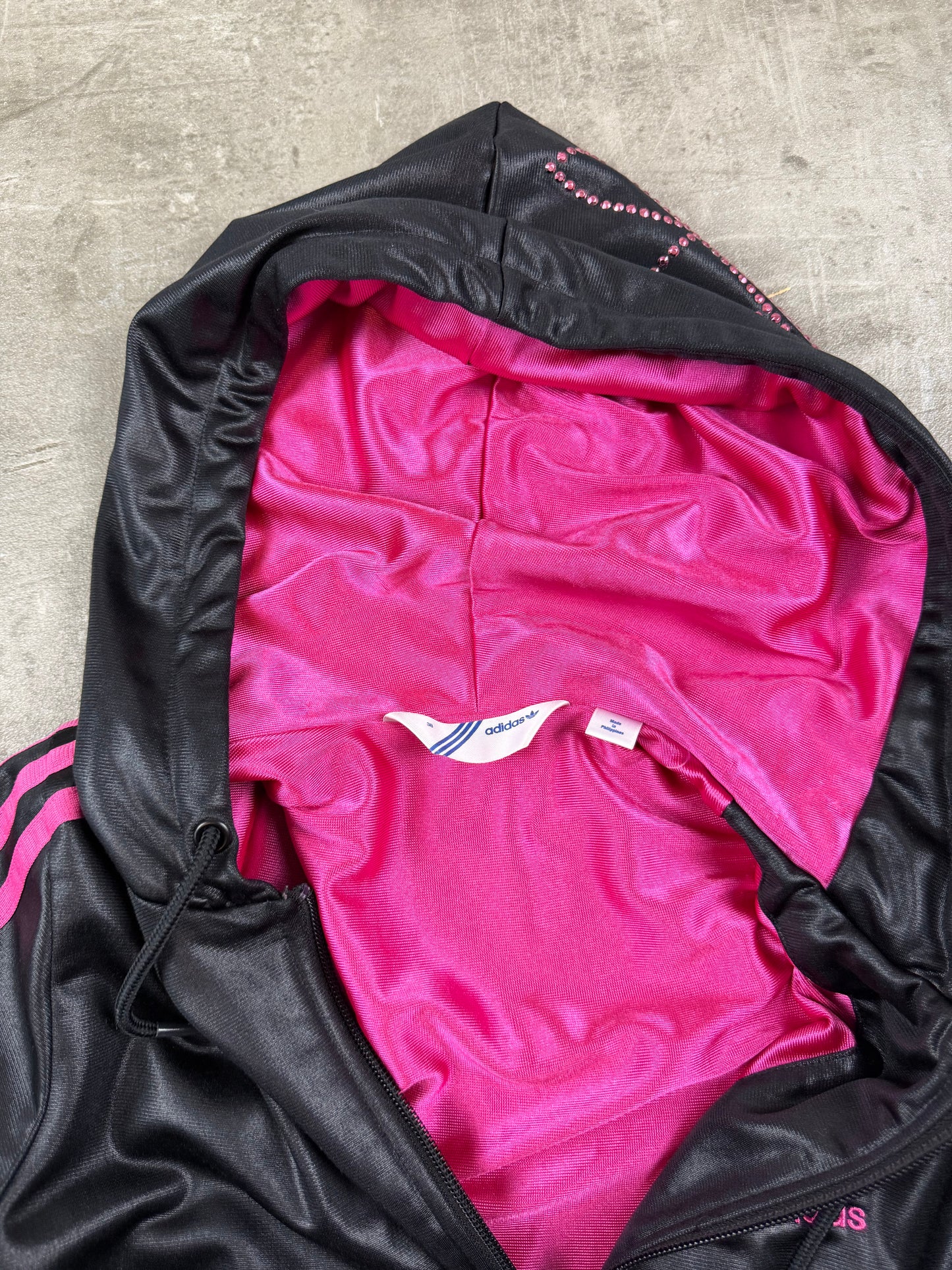 Adidas Chile 62 Rhinestone Zip Hoodie - Black & Pink