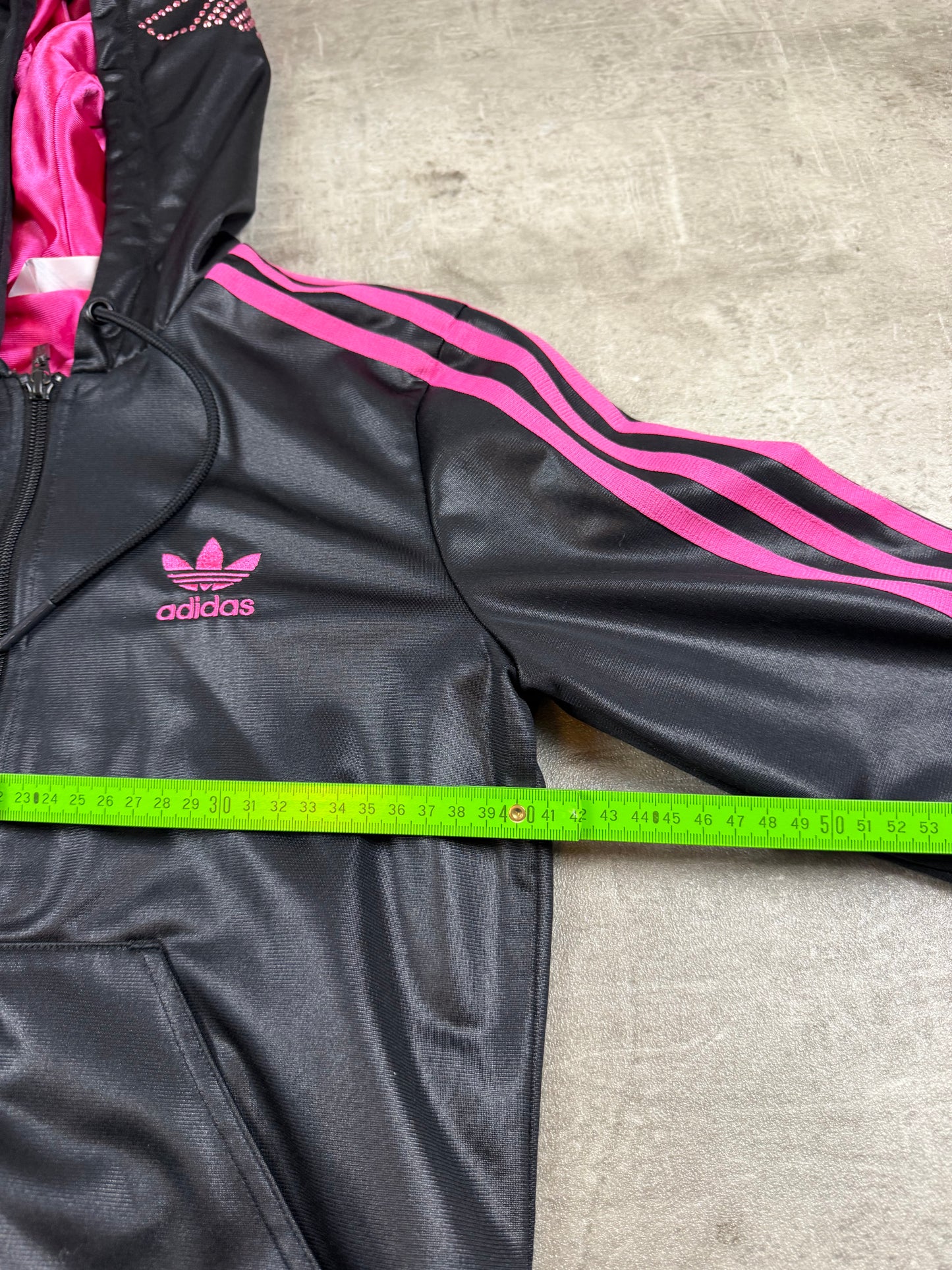 Adidas Chile 62 Rhinestone Zip Hoodie - Black & Pink