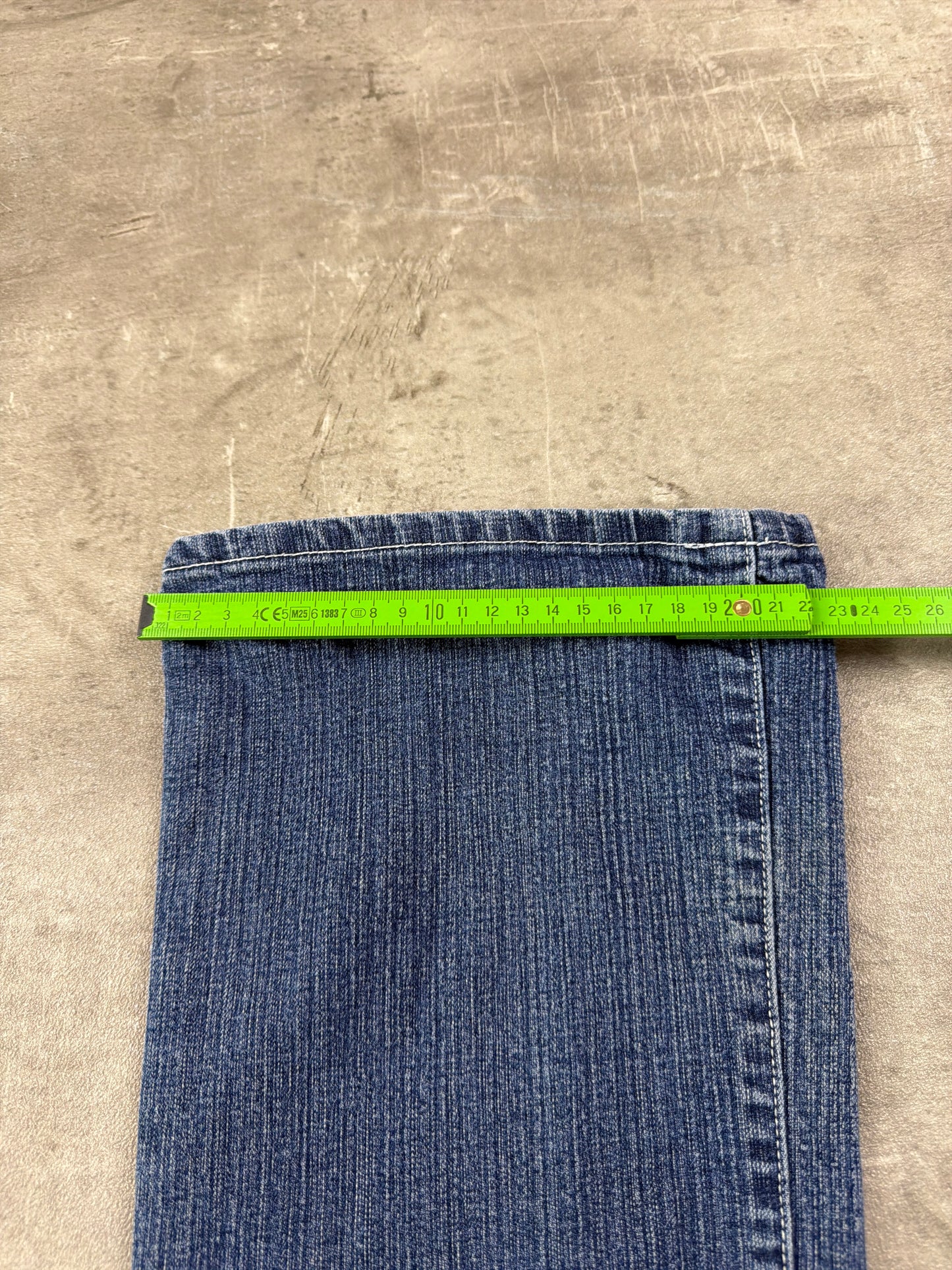 Crazy Age Y2K Statement Print Low Waist Flare Denim - Bleached Blue