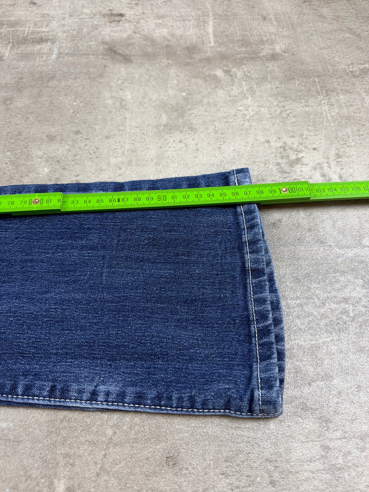 Y2K Crazy Jeans Dragon Embroidery Bleached Flared Denim - Blue & White