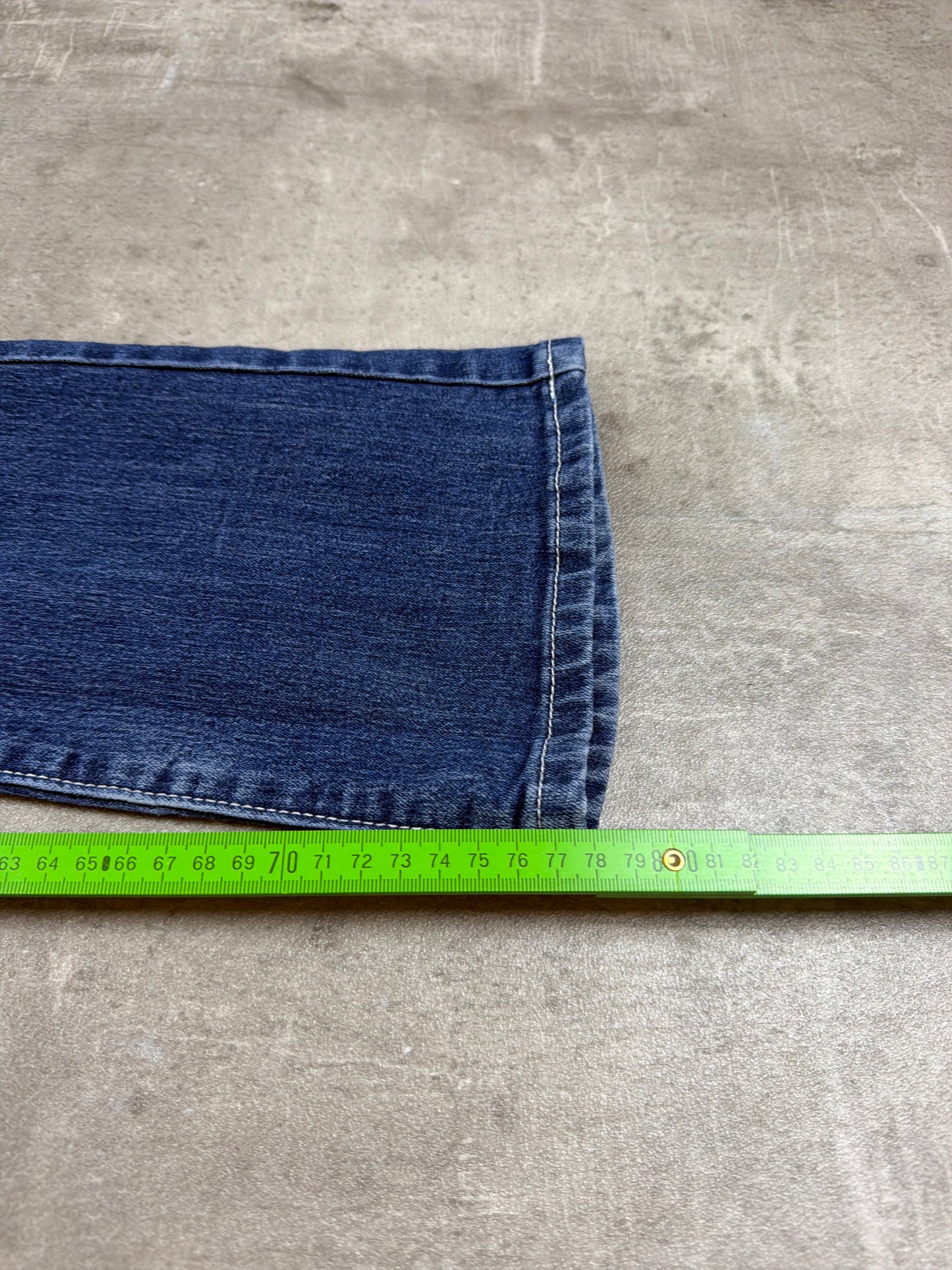 Y2K Crazy Jeans Dragon Embroidery Bleached Flared Denim - Blue & White