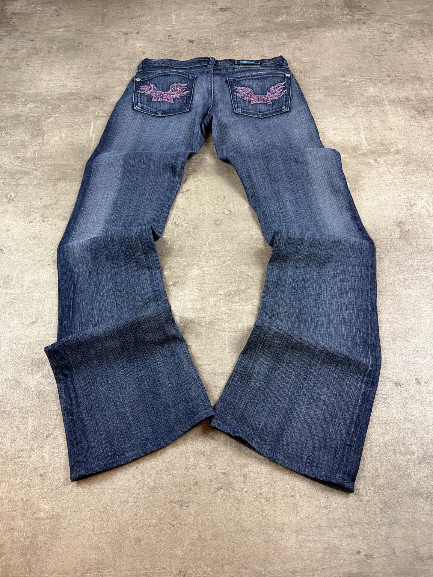 Rock Revival / Rock & Republic Vintage Y2K "Jagger" Strass Flare Jeans - Dark Blue