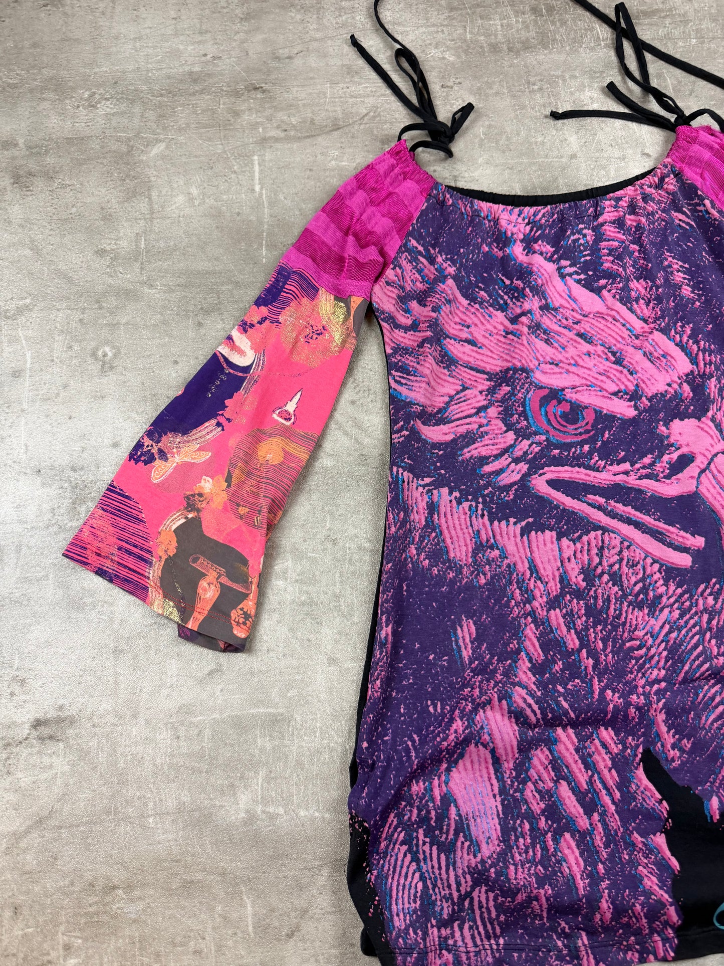 Custo Barcelona Archive Eagle Print Longsleeve Dress - Pink/Multicolor