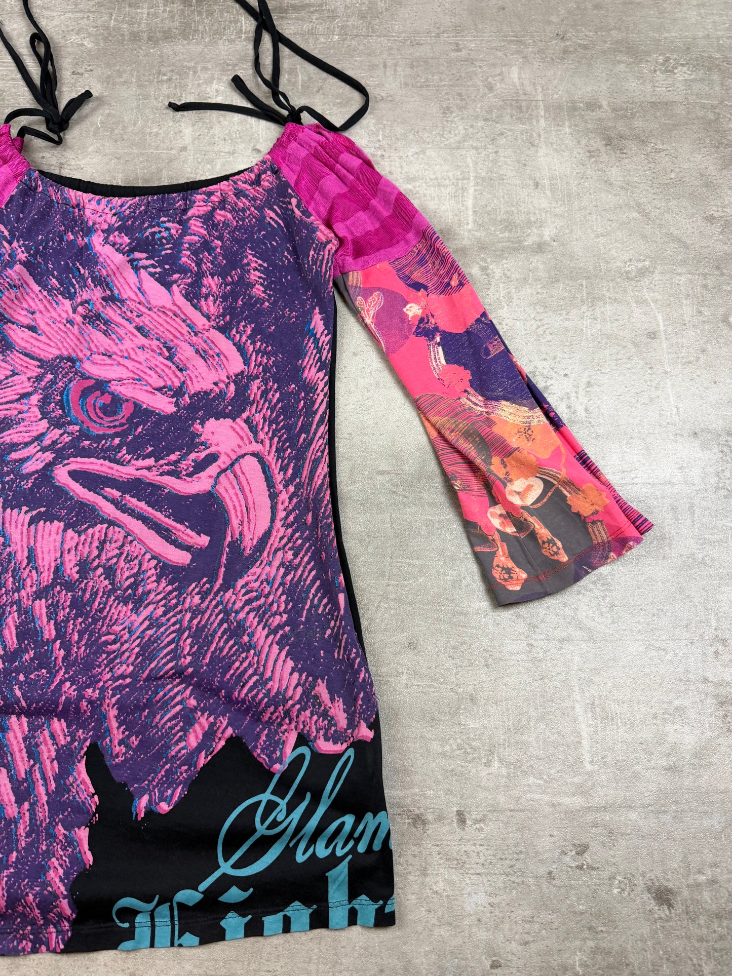 Custo Barcelona Archive Eagle Print Longsleeve Dress - Pink/Multicolor