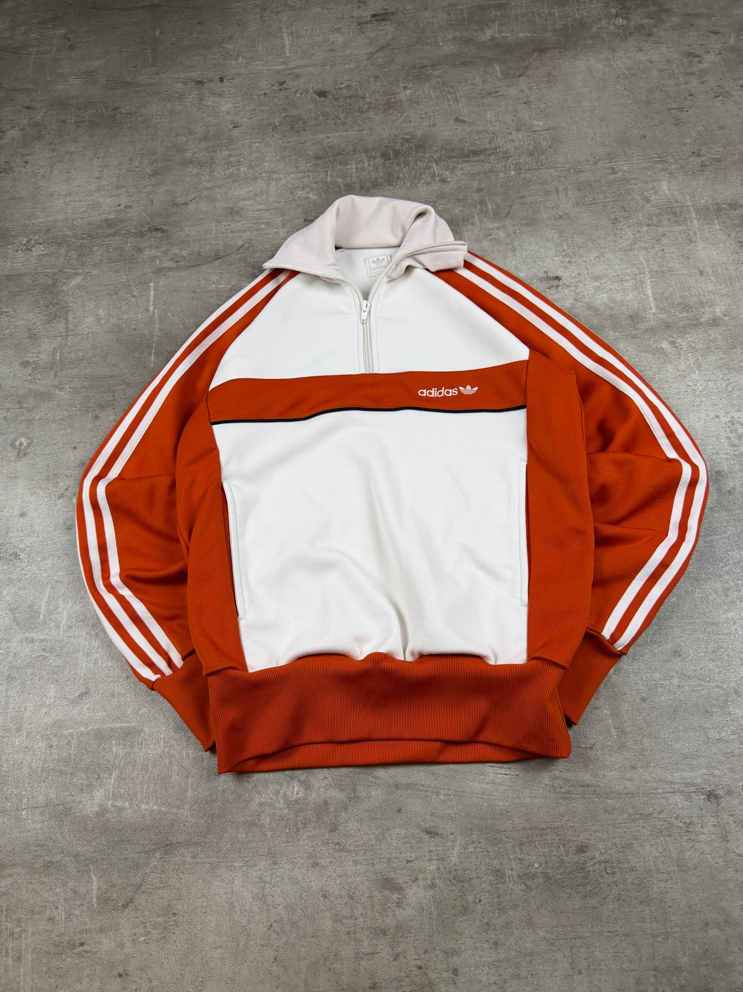 Adidas Vintage 2000s Half-Zip Tracksuit Top - Orange/White