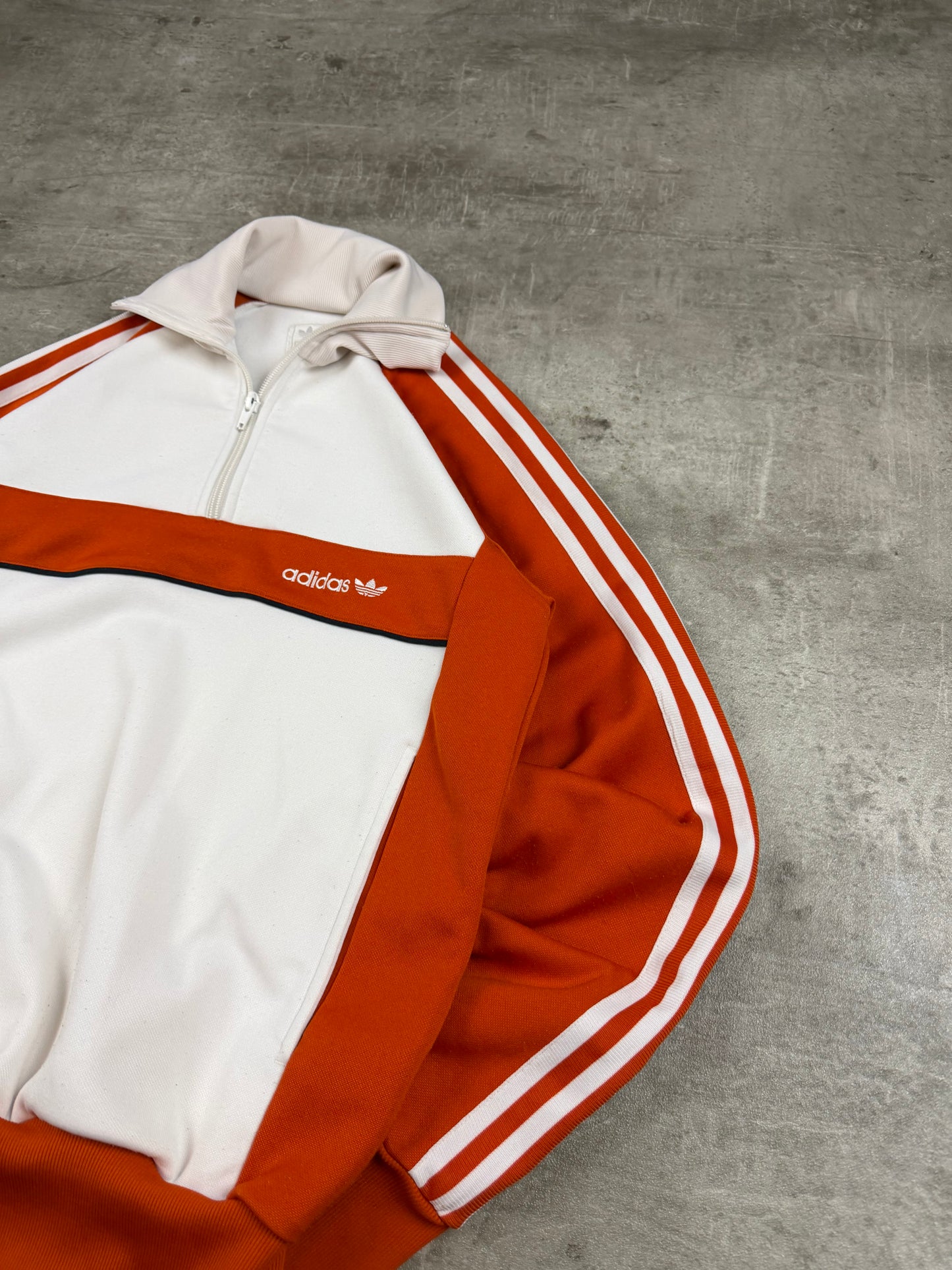Adidas Vintage 2000s Half-Zip Tracksuit Top - Orange/White