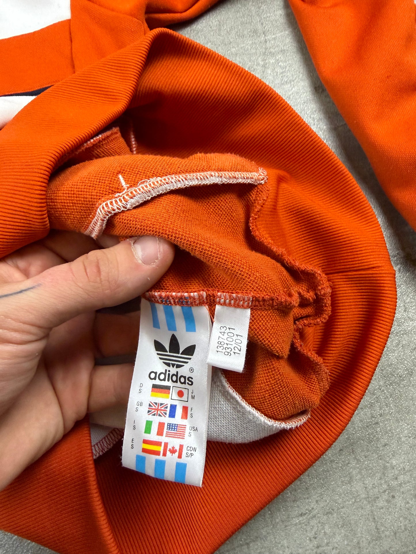 Adidas Vintage 2000s Half-Zip Tracksuit Top - Orange/White