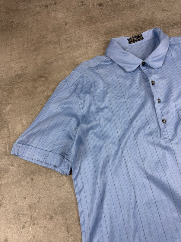 Vintage Ennio Muracchini Striped Knit Polo Shirt - Baby Blue