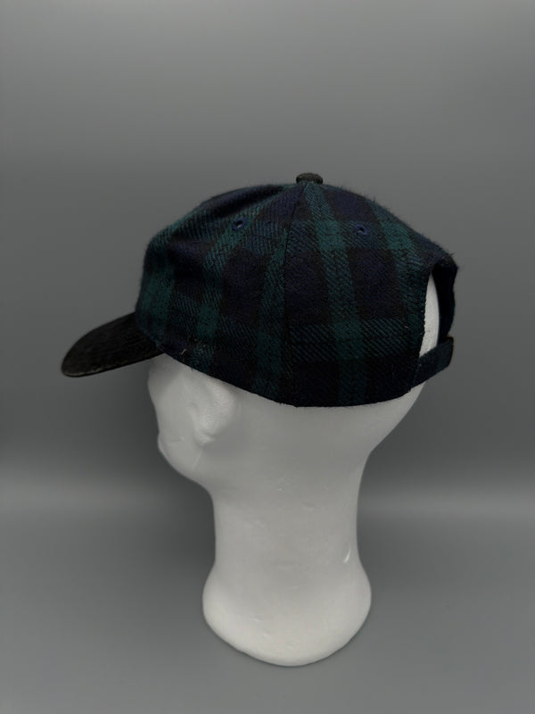 Vintage Plaid & Corduroy Strapback Cap - Dark Green / Navy / Black
