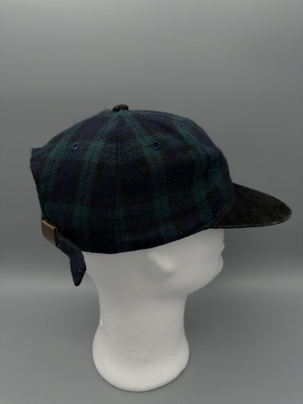 Vintage Plaid & Corduroy Strapback Cap - Dark Green / Navy / Black