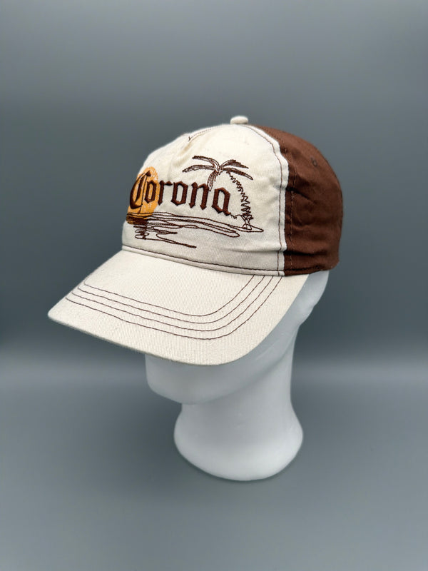 Vintage Corona Extra Embroidered Palm Tree Cap - Brown / Cream
