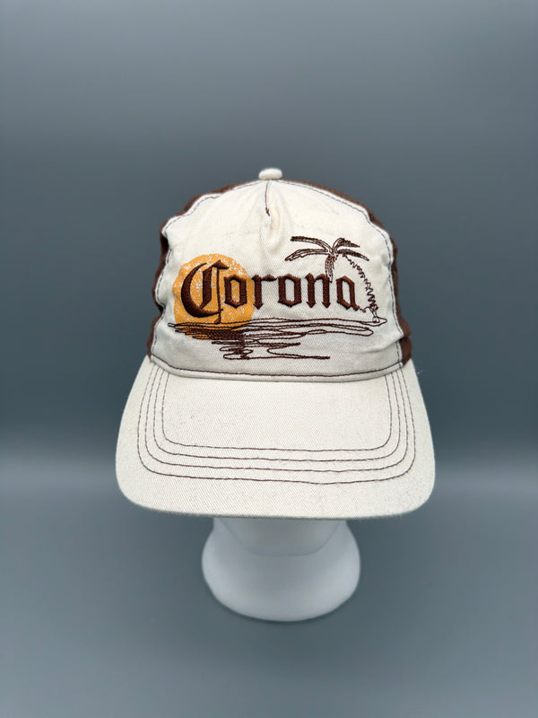 Vintage Corona Extra Embroidered Palm Tree Cap - Brown / Cream