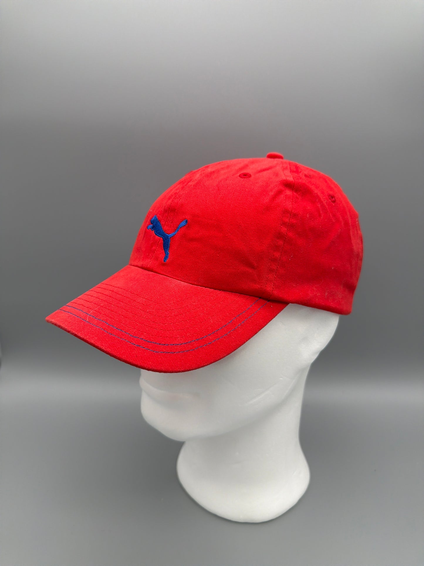 Vintage Puma Logo Embroidery Cap - Red / Blue