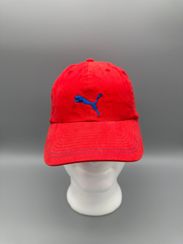 Vintage Puma Logo Embroidery Cap - Red / Blue
