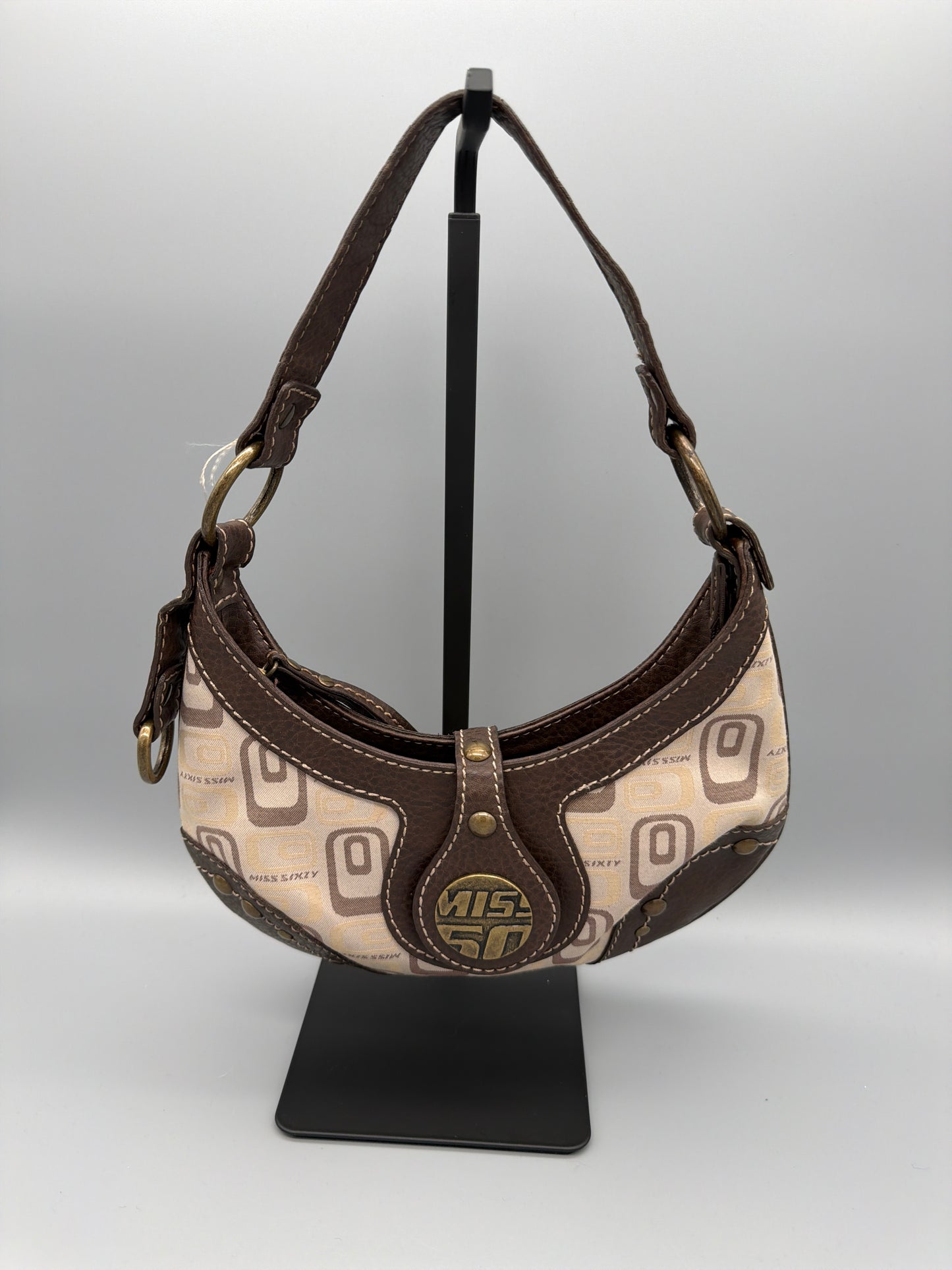 Miss Sixty Monogram Canvas Mini Bag - Brown / Beige