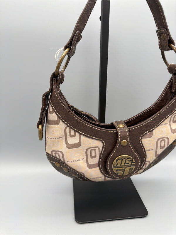 Miss Sixty Monogram Canvas Mini Bag - Brown / Beige