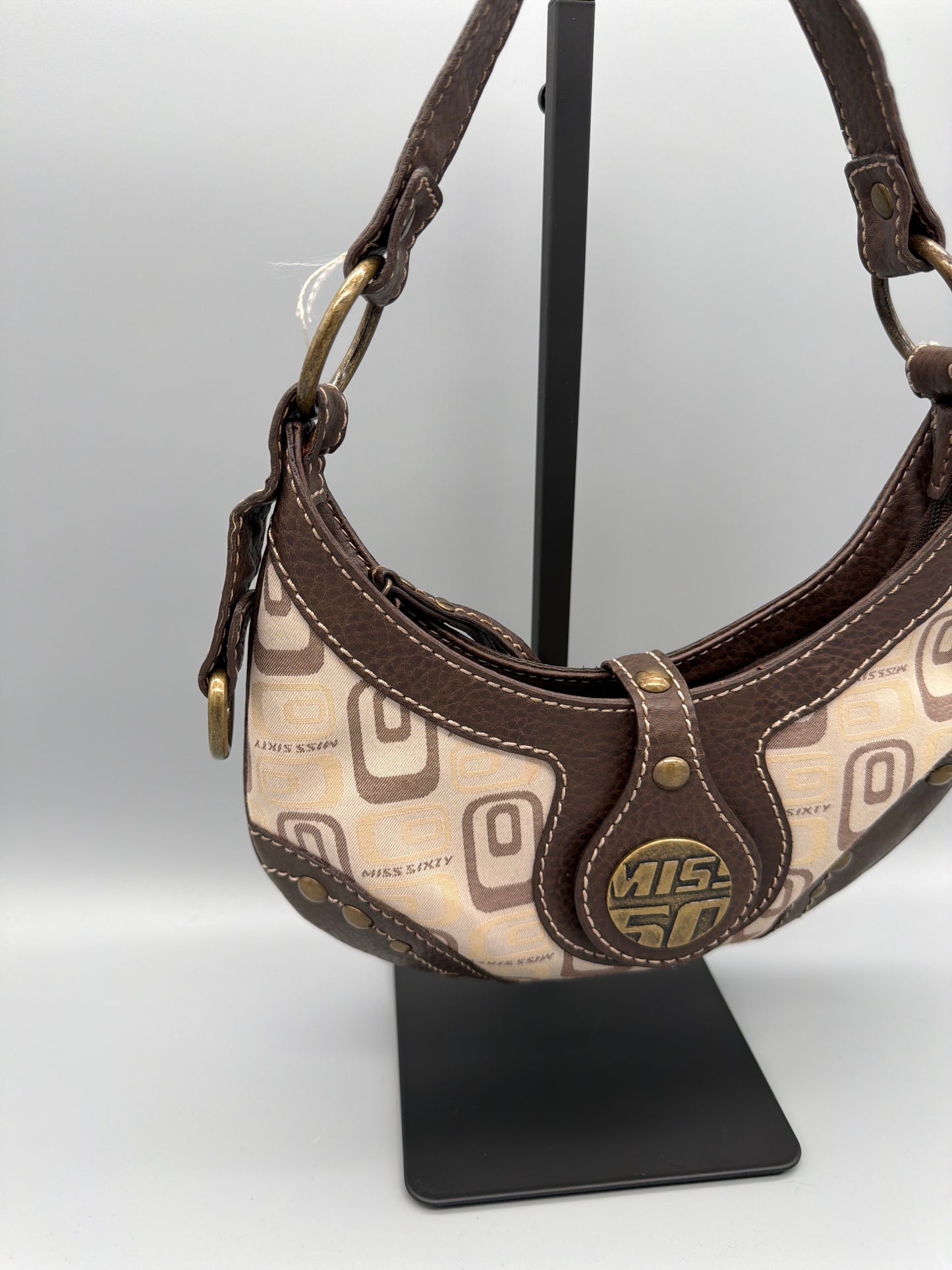 Miss Sixty Monogram Canvas Mini Bag - Brown / Beige
