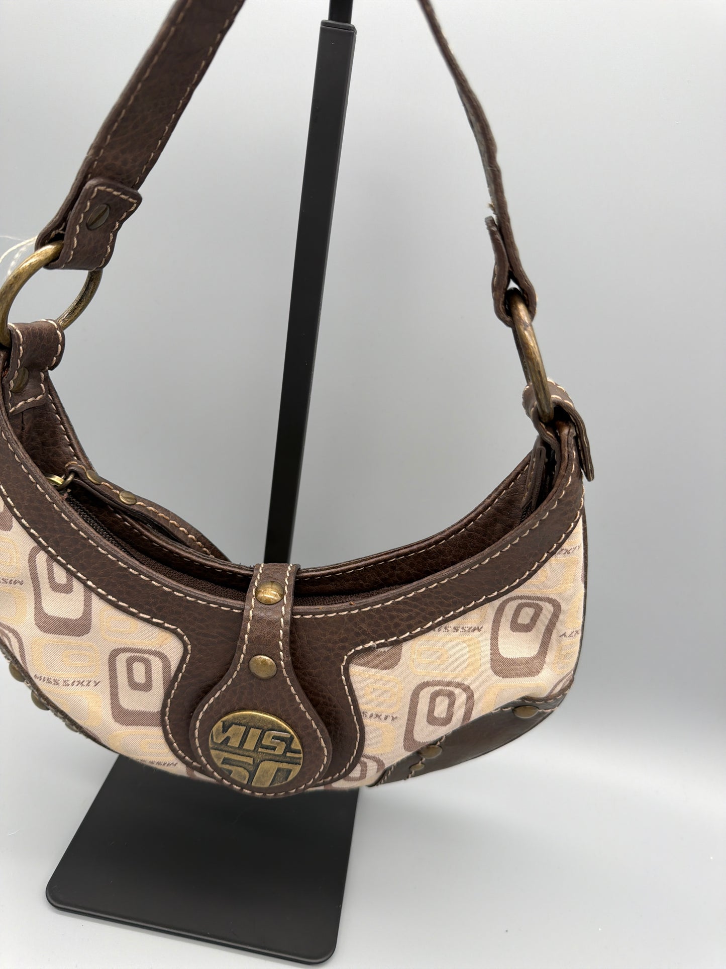 Miss Sixty Monogram Canvas Mini Bag - Brown / Beige