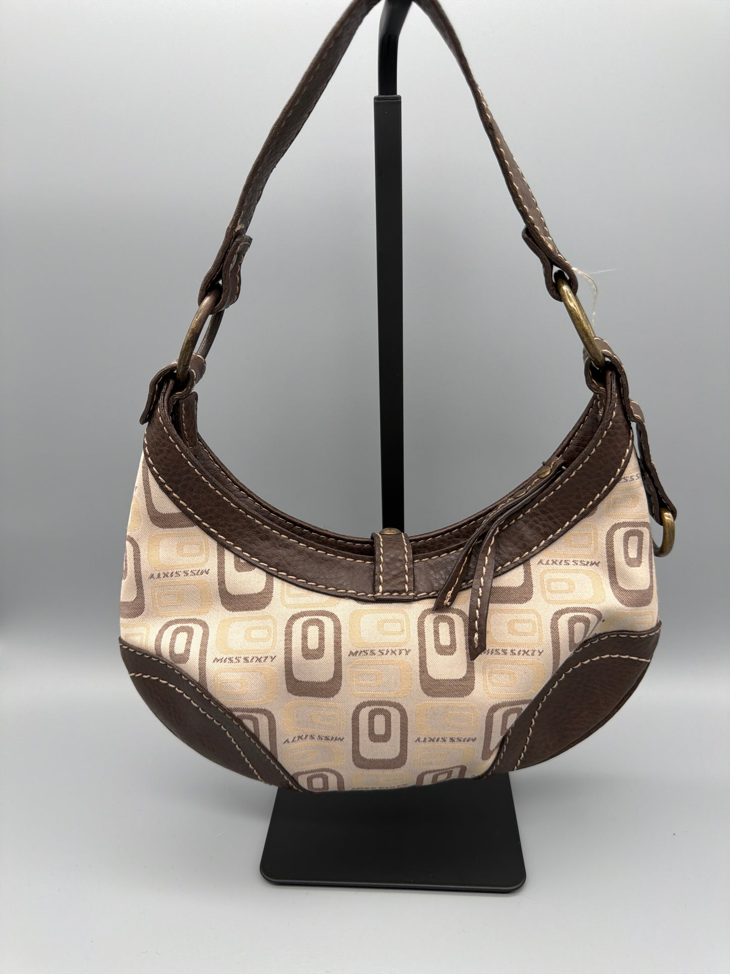 Miss Sixty Monogram Canvas Mini Bag - Brown / Beige