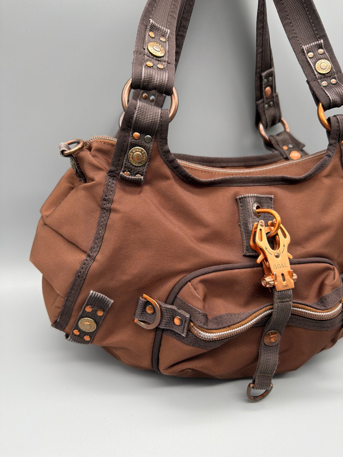 George Gina & Lucy "HEARTQUAKE!" Shoulder Bag - Brown / Pink