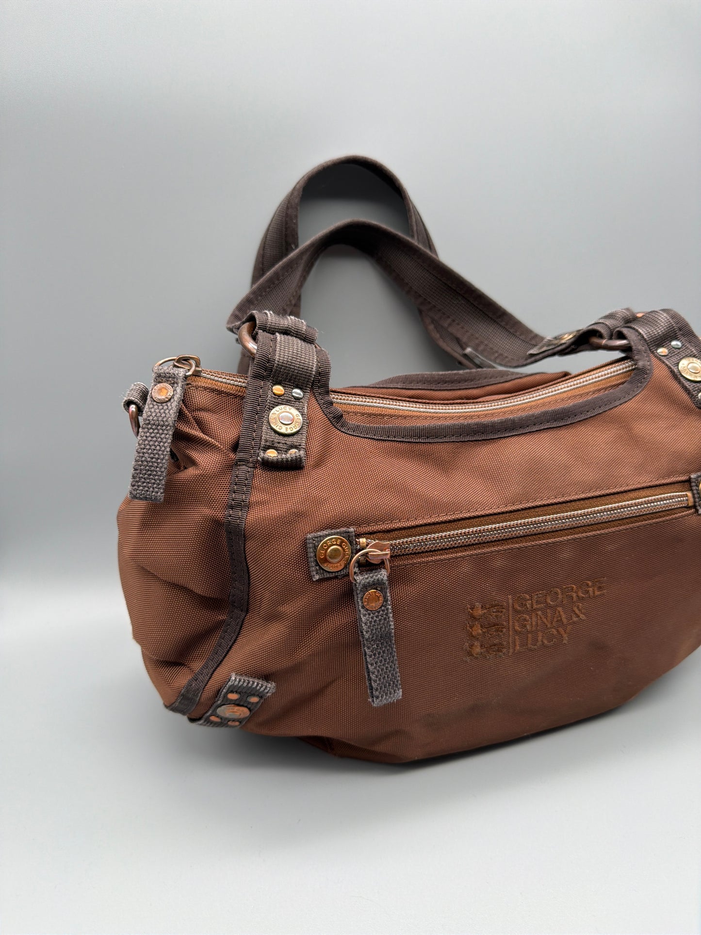 George Gina & Lucy "HEARTQUAKE!" Shoulder Bag - Brown / Pink