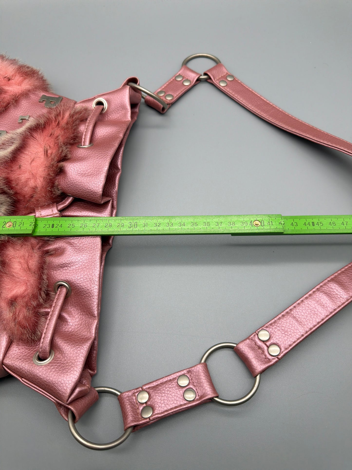 Playboy Y2K Fur Trim Shoulder Bag - Pink Coquette