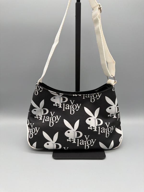 Playboy Y2K All-Over Logo Mini Shoulder Bag - Black/White