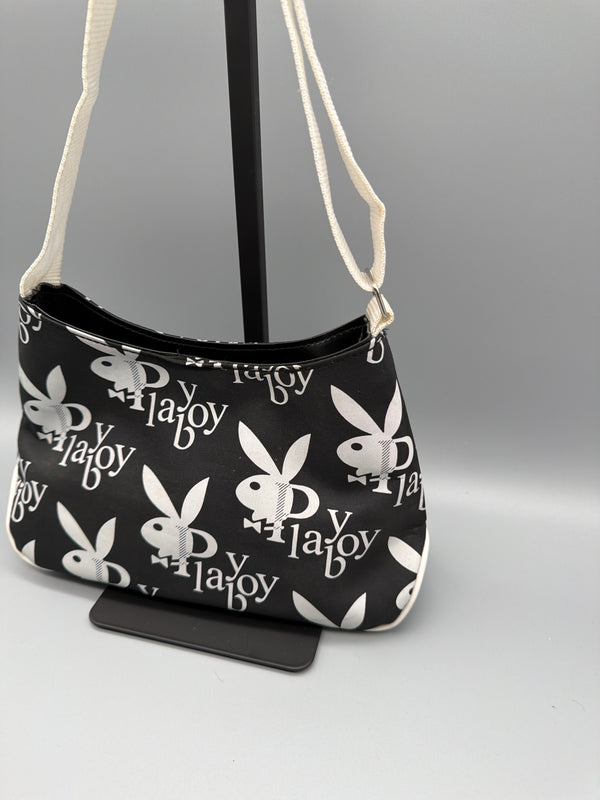 Playboy Y2K All-Over Logo Mini Shoulder Bag - Black/White