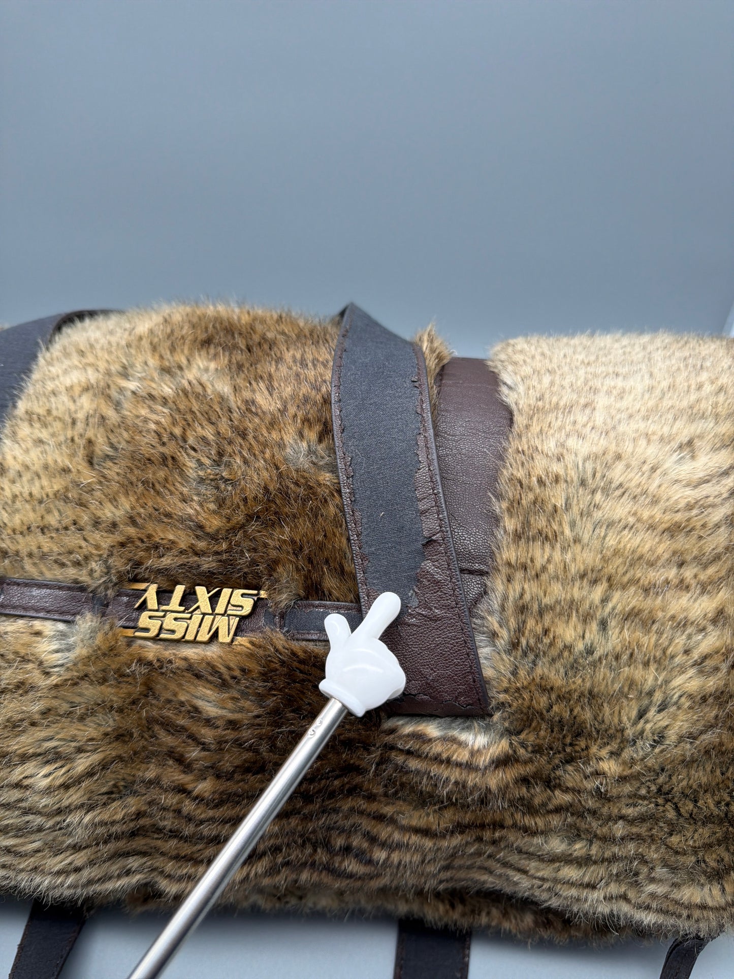 Miss Sixty Vintage Y2K Faux Fur Barrel Bag - Brown / Tiger Pattern