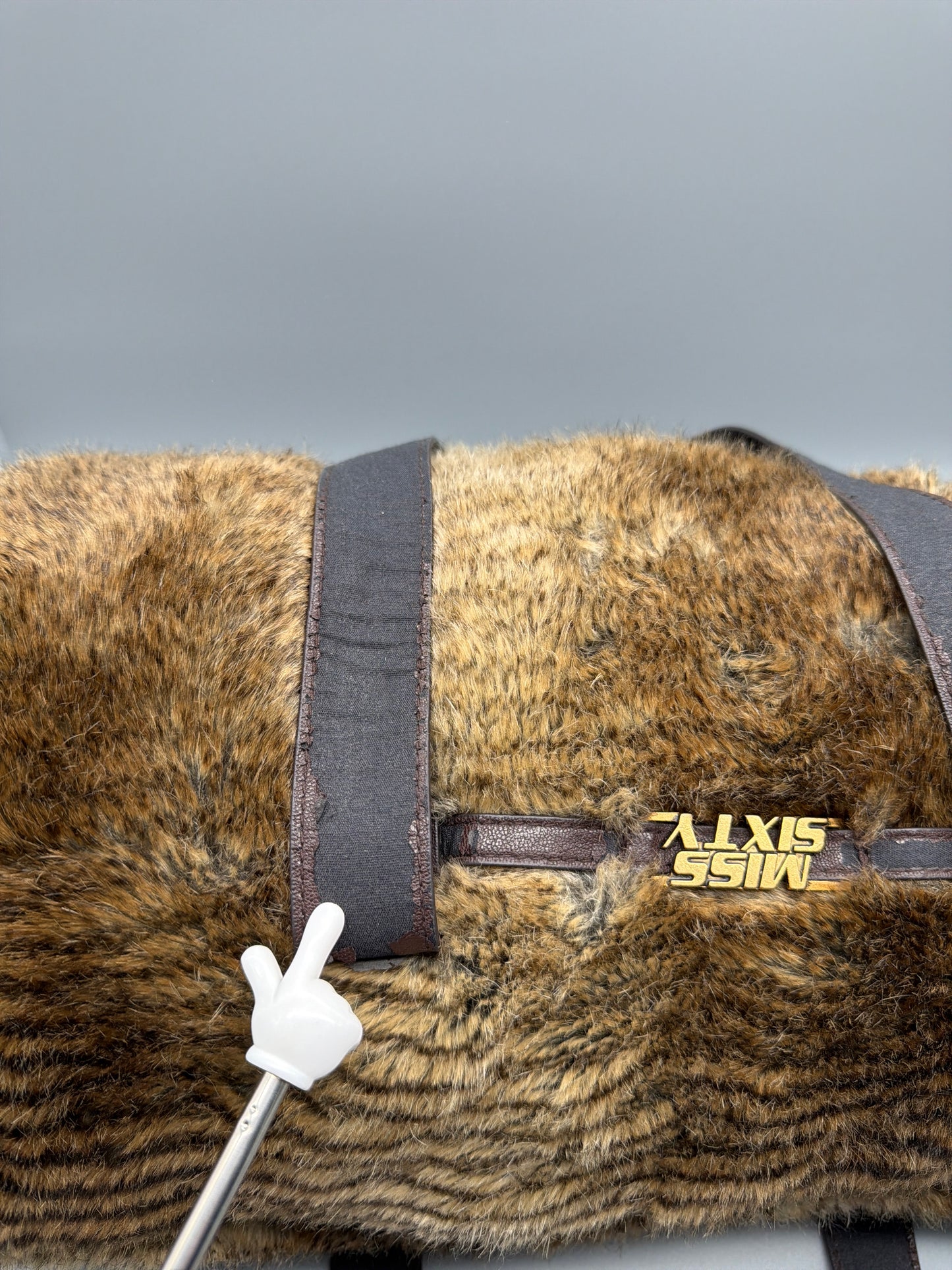 Miss Sixty Vintage Y2K Faux Fur Barrel Bag - Brown / Tiger Pattern