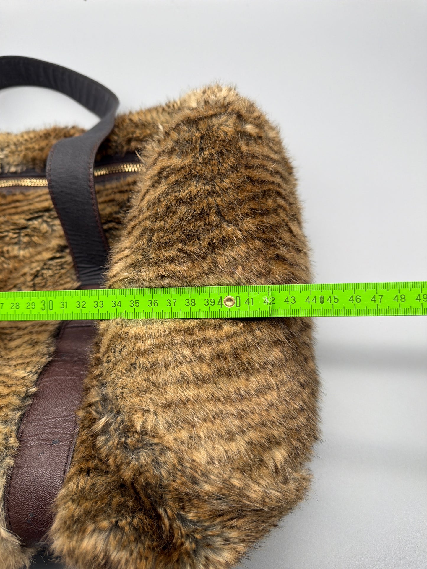 Miss Sixty Vintage Y2K Faux Fur Barrel Bag - Brown / Tiger Pattern
