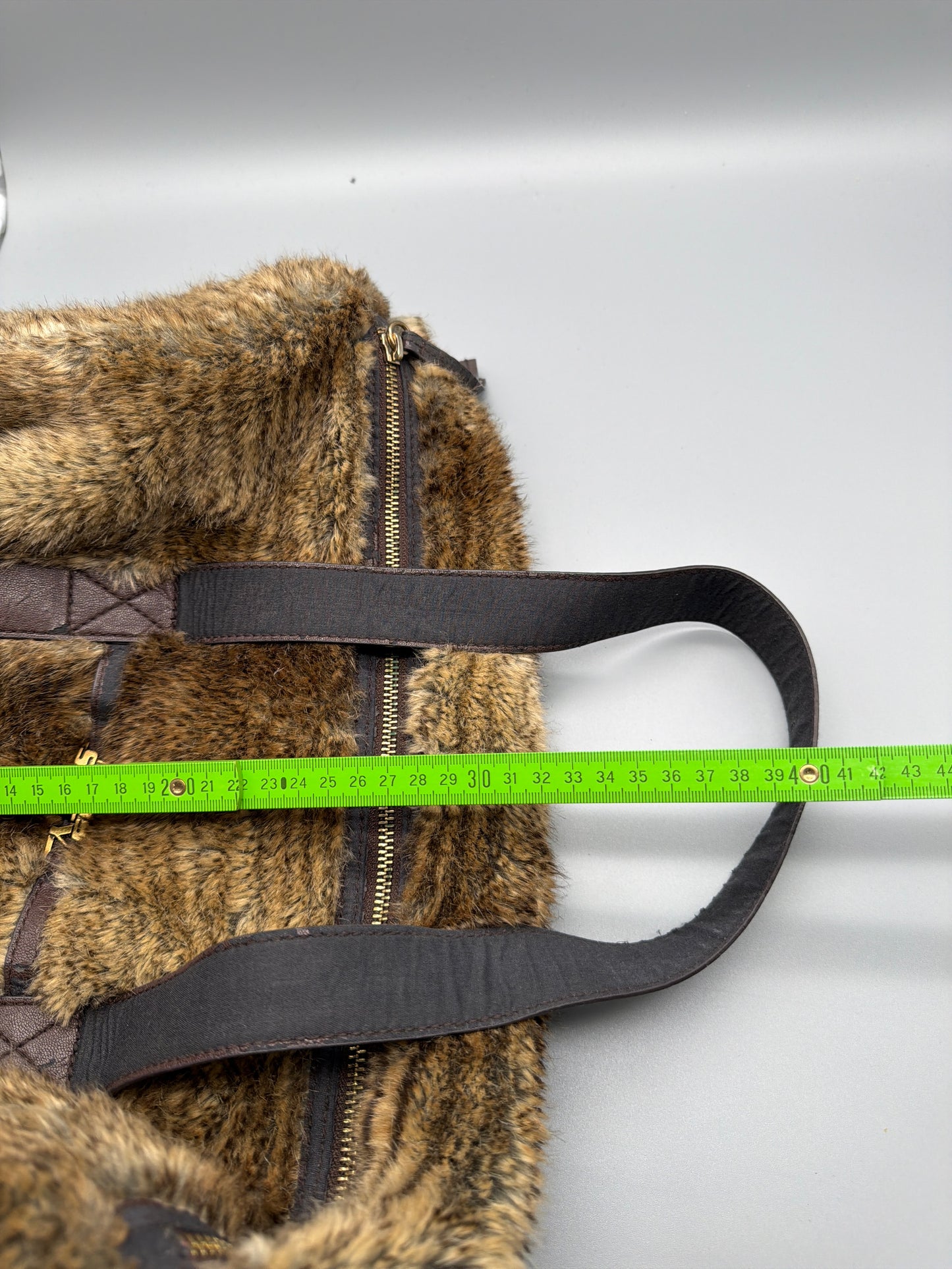 Miss Sixty Vintage Y2K Faux Fur Barrel Bag - Brown / Tiger Pattern