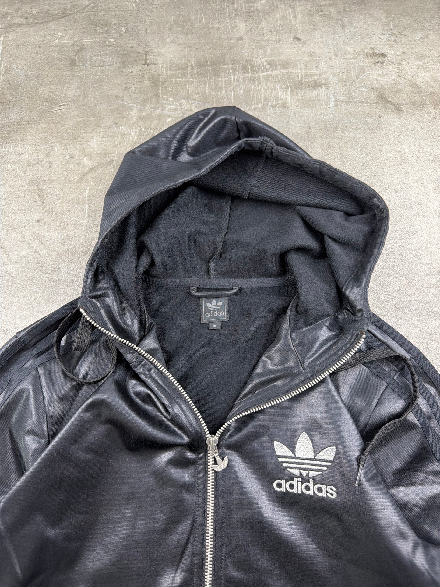 Adidas Chile 62 Wet-Look Zip Hoodie - All Black