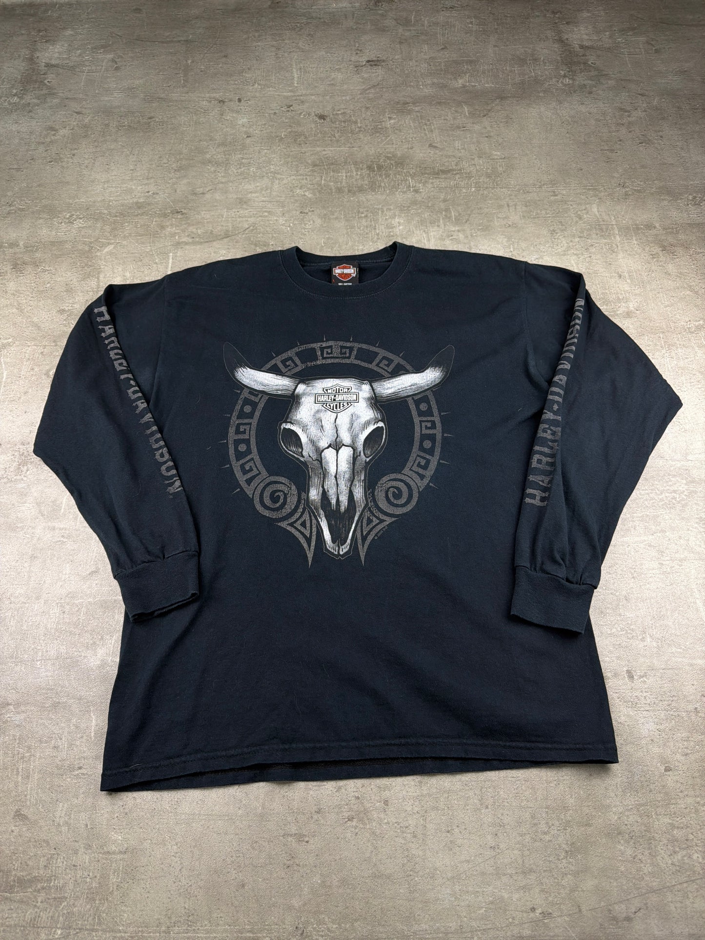 Harley-Davidson 2005 Skull Longsleeve - All Black / Y2K