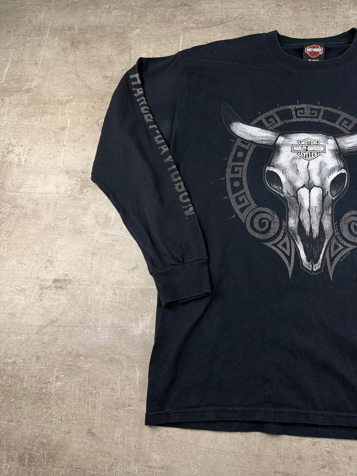 Harley-Davidson 2005 Skull Longsleeve - All Black / Y2K