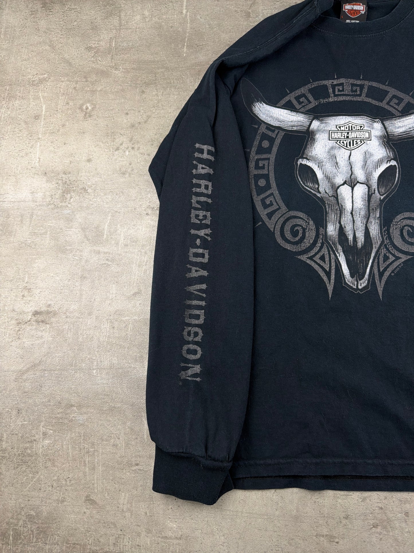 Harley-Davidson 2005 Skull Longsleeve - All Black / Y2K