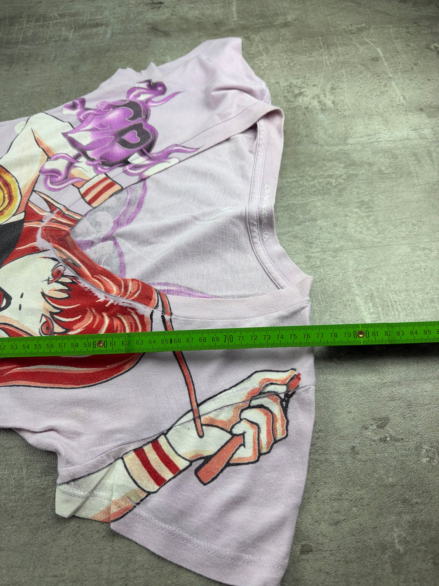 Crystal Rock by Christian Audigier "Anime Graphic" V-Neck Top - Purple Multicolor