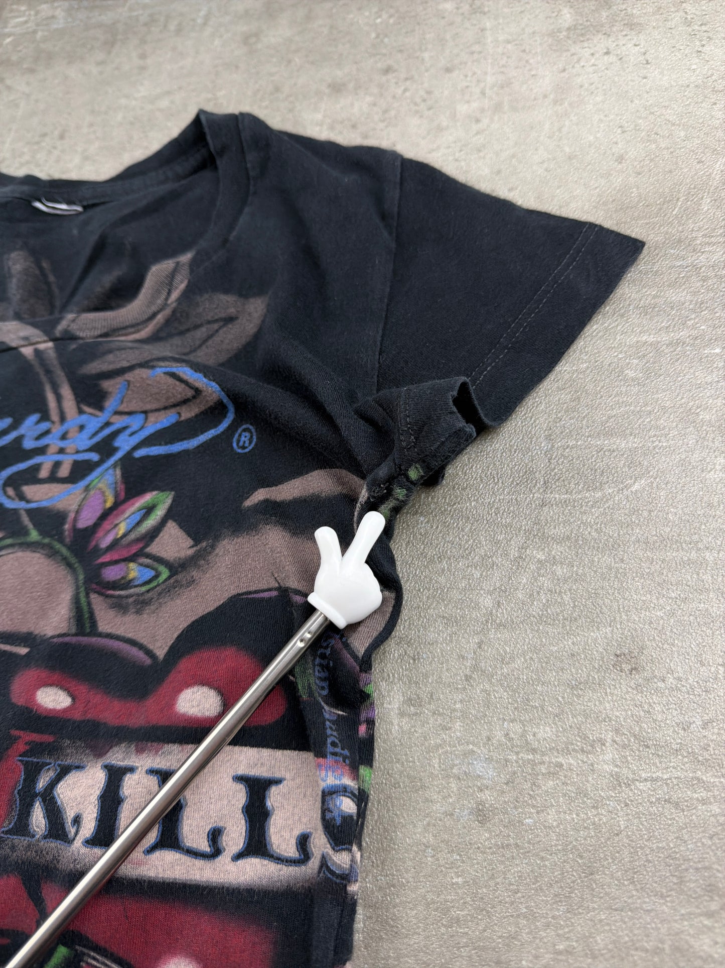 Ed Hardy by Christian Audigier "Love Kills Slowly" Graphic Tee - Black & Multicolor