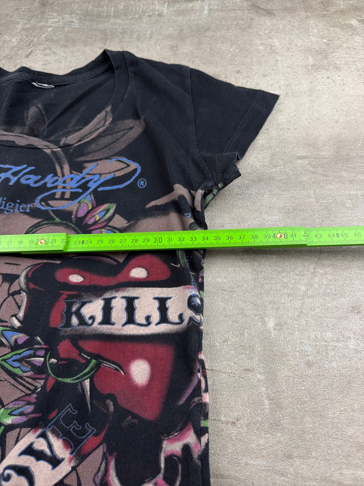 Ed Hardy by Christian Audigier "Love Kills Slowly" Graphic Tee - Black & Multicolor