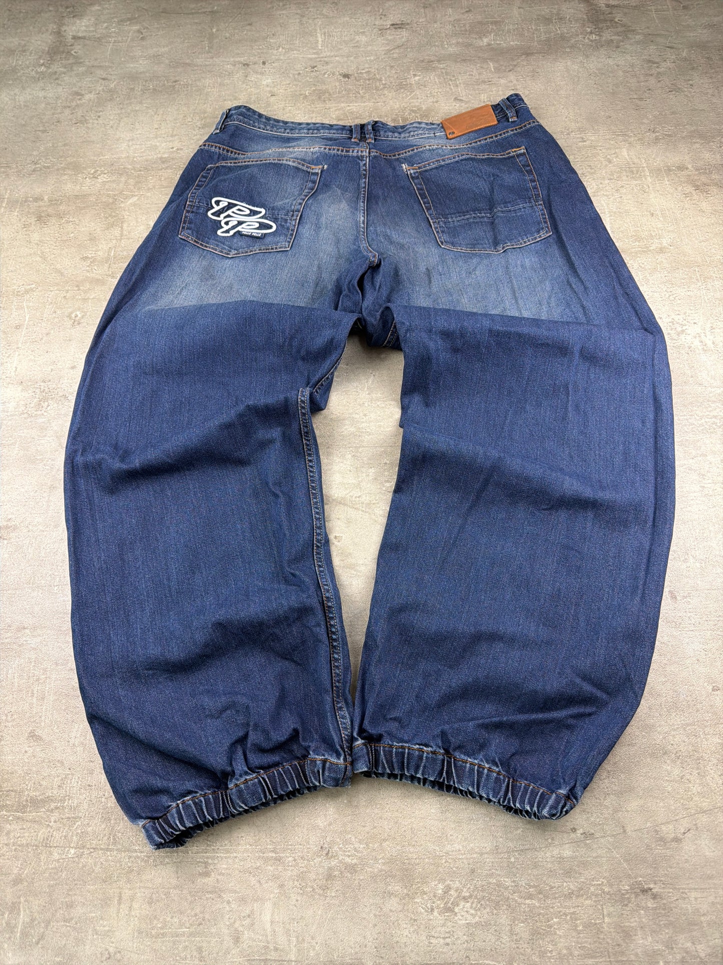 Pelle Pelle Baggy Cuffed Denim Pants - Medium Wash Blue
