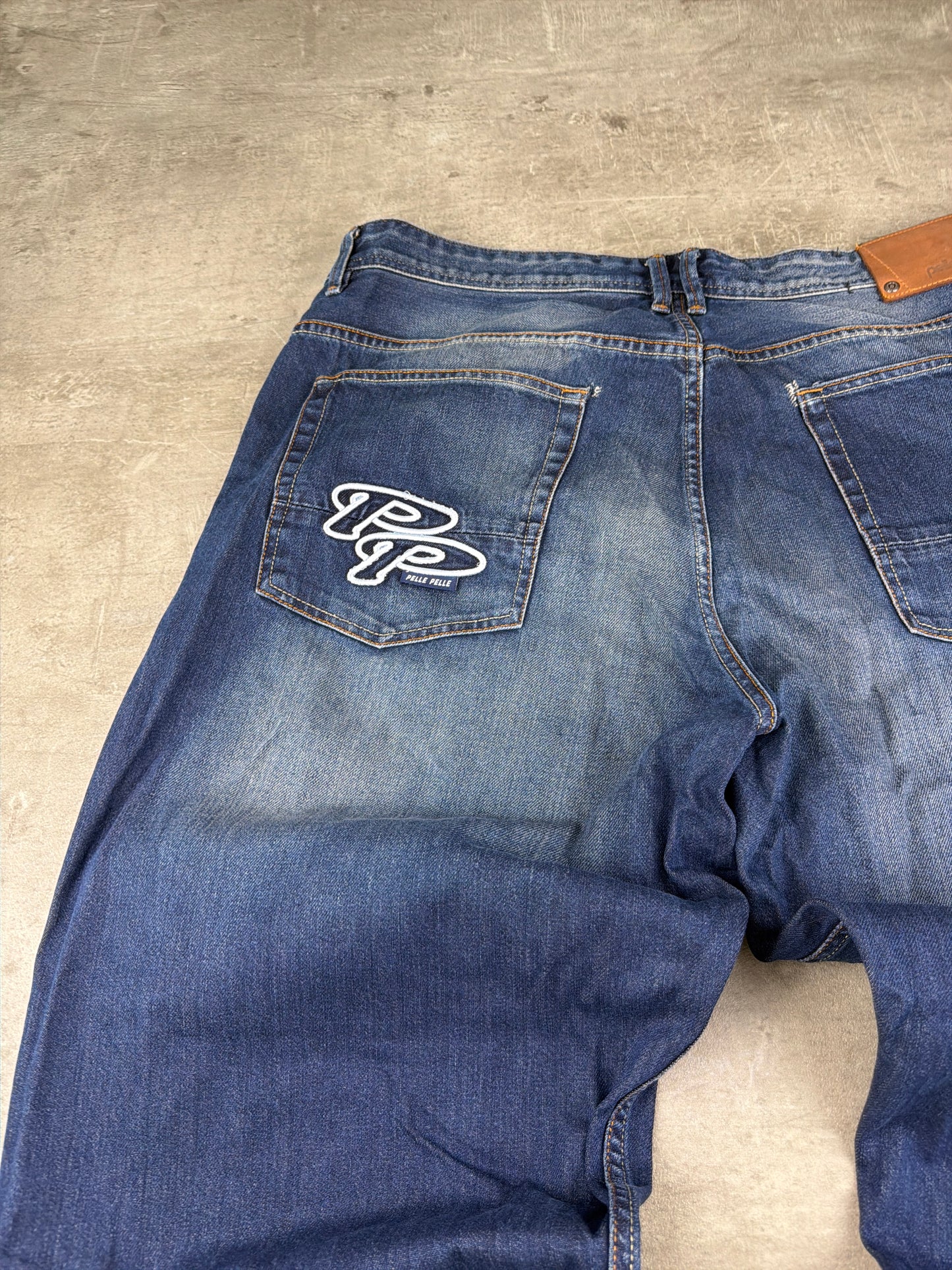 Pelle Pelle Baggy Cuffed Denim Pants - Medium Wash Blue